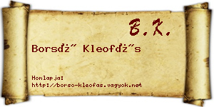 Borsó Kleofás névjegykártya